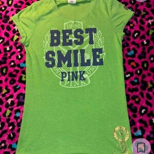 PINK Victoria's Secret Vintage "Best Smile" Green T-Shirt